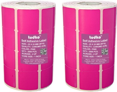 tudko 25 X 25 mm Self adhesive barcode Paper Label(Pink)