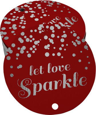 Inkdotpot Pack of 100 Silver Foil Paper Tags Let Love Sparkle Wedding Favor Hang Tags No Paper Label(Red)