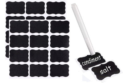 Onprix 24pcs Waterproof Chalkboard Labels Spice Organizer Label for Kitchen Jars Self Adhesive Paper Label(Black)