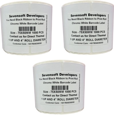 Sevensoft Developers 75X50MM Barcode Label Set of 3 Self-adhesive Paper Label(White)