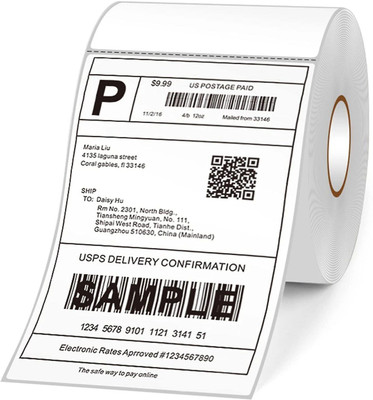 JeemDaal 4x6 Direct Thermal Barcode Shipping Label/Stickers Roll, Permanent Adhesive Self Adhesive Paper Label(White)