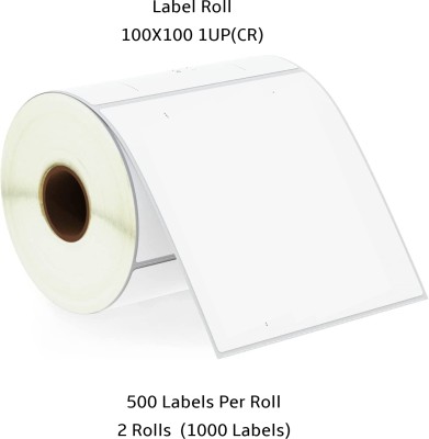 Seeka ChromoBarcodeLabel 100X100mm(4X4Inch)1UP,500LabelsPerRoll(PackOf2Rolls) Self Adhesive Paper Label(Ribbon Required)