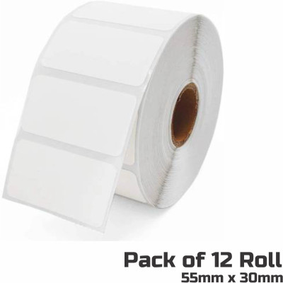 sestore.in Thermal Sticker Label 2.1x1.8 inch Direct Thermal Barcode / MRP Sticker Labels – 250 Labels Per Roll, 12 Rolls (55mm x 30mm) Paper Label (White) Paper Label(White)