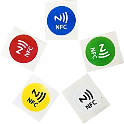 linqs NTAG203 | 144 bytes user memory| 30mm round size| Water-resistant (Set of 5 ) NFC Paper Label(Multicolor)