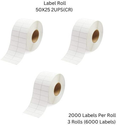 Seeka ChromoBarcodeLabel 50X25mm 2UPS,2000LabelsPerRoll(PackOf3Rolls)RibbonRequired Self_Adhesive Paper Label(White)