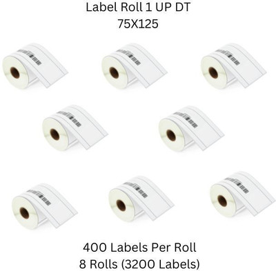Semana 75X125mm(3X5Inch)DirectThermalBarcodeLabel 1UP,400LabelsPerRoll(PackOf8Rolls) Self Adhesive Paper Label(White)