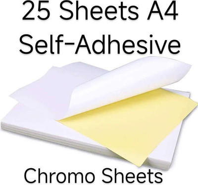 samfashion A4 Chromo Sheets Printable Inkjet Inktank Laser 120 GSM Self Adhesive 25 Paper Label(White)