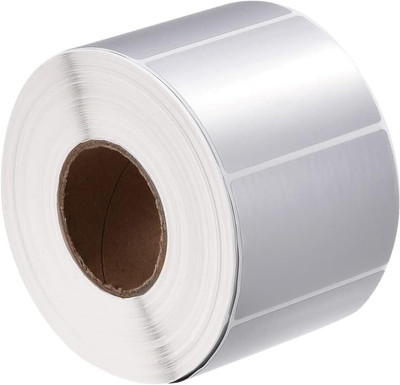 True-Ally 60x40 Silver Non tearable NT Labels Glossy 60mm x 40mm - 500 /Roll- Pack of 3 Self Adhesive Paper Label(Silver)