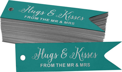 Inkdotpot Hugs & Kisses from The Wedding Bottle Tag Silver Foil Favor Pack of 100 No Paper Label(Green)