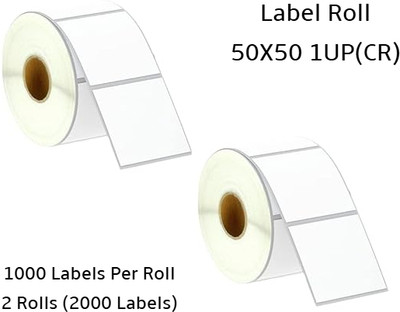 Semana ChromoBarcodeLabel 50x50mm(2x2Inch)1UP,1000LabelsPerRoll(PackOf2Rolls) Self Adhesive Paper Label(White)