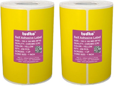 tudko 100 X 100 mm Self adhesive barcode Paper Label(Yellow)