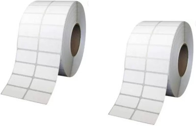 Solitaire 50x25 Chromo/Paper Label,2 UP, Pack Of 2, 1 roll of 4000 label,Total 8000 Label Self Paper Label(White)