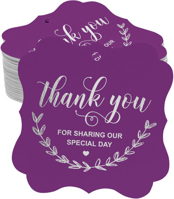 Inkdotpot Thank You for Celebrating with Us Bridal Baby Shower Silver Foil Pack Of 100 No Paper Label(Purple)