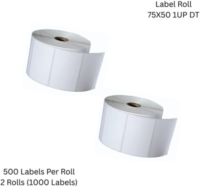 Seeka DirectThermalBarcodeLabel75X50mm,1UP,500LabelPerRoll(PackOf2Rolls-1000 Labels) Self Adhesive Paper Label(White)