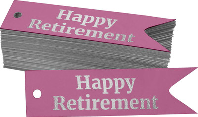Inkdotpot Silver Foil Happy Retirement Tags Favor Hang Paper Tags 100 Pieces No Paper Label(Pink)