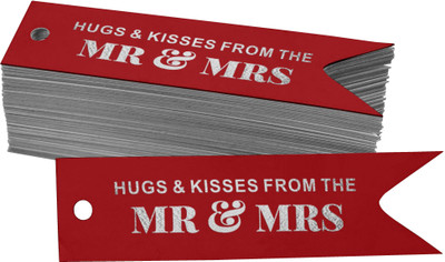 Inkdotpot Silver Foil Hugs & Kisses from The Wedding Tags Favor Hang Paper Tags 100 Pieces No Paper Label(Red)