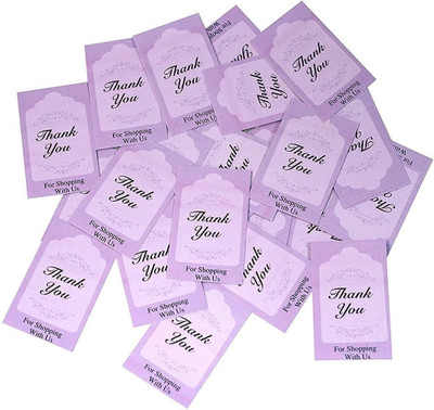 pink shimmer 100 Digital Printed Thank You for Shopping with Us Card Non-Adhesive Paper Label(Lavender)