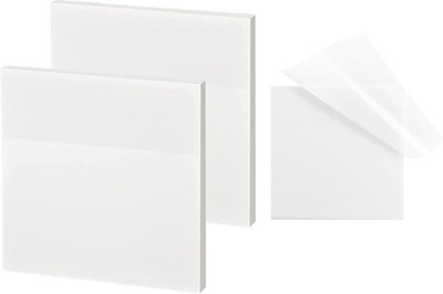 HABITONXMART 3x3 Inches - Transparent Sticky Notes 2 Pads x 50 Sheets self-adhesive Paper Label(White)