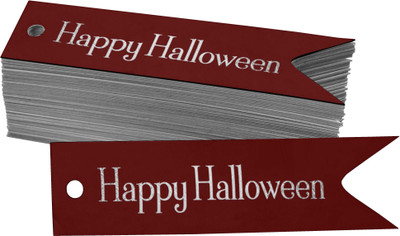 Inkdotpot Silver Foil Happy Halloween Halloween Tags Favor Hang Paper Tags 100 Pieces No Paper Label(Red)