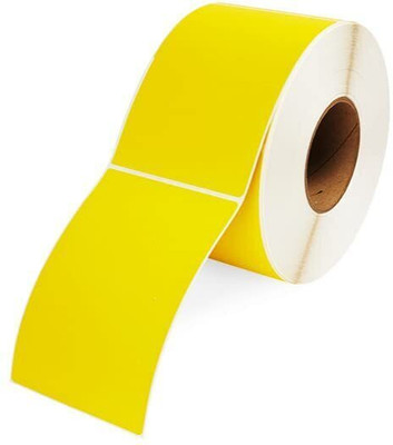 BlackDreams Chromo Barcode Paper Labels Stickers roll Print with Ribbon Self Adhesive Sticker Roll for Barcode Printer (75x125mm(3x5 inch) 1ups 200/roll Paper Label(Yellow)