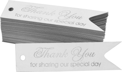 Inkdotpot Silver Foil Thank You Celebrating The Bride to Be Bridal Shower Tags 100 Pack No Paper Label(White)