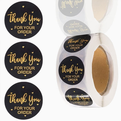HASTHIP Pretty Round Floral Thank You Stickers Seal Label Handmade Envelope 500pcs Self-adhesive Paper Label(Multicolor)