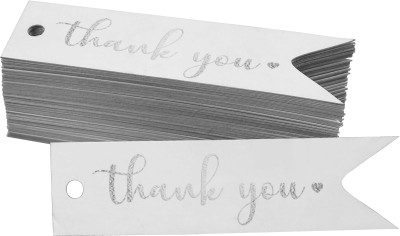 Inkdotpot Silver Foil Paper Hang Tags Thank You Bridal Shower Favor Tags 100 Pieces No Paper Label(White)