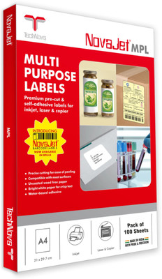 Novajet MPL Full Size A4 - 01P | 210x297mm | 1 Sticker/Sheet | 100 Sheets Self-Adhesive Paper Label(White)