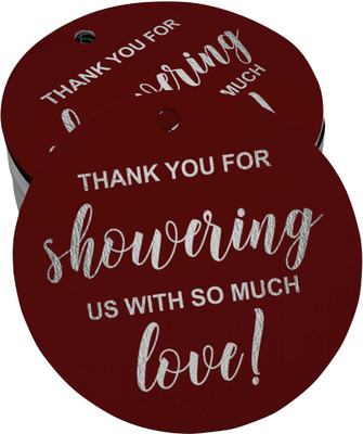 Inkdotpot Thank You Baby/Bridal Shower Bottle Tag Silver Foil Favor Hang Tags Pack of 100 No Paper Label(Red)