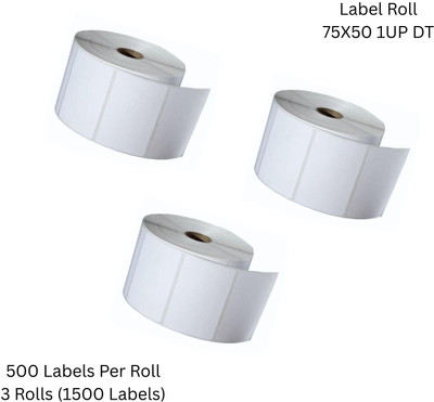 Seeka DirectThermalBarcodeLabel75X50mm,1UP,500LabelPerRoll(PackOf3Rolls-1500 Labels) Self Adhesive Paper Label(White)
