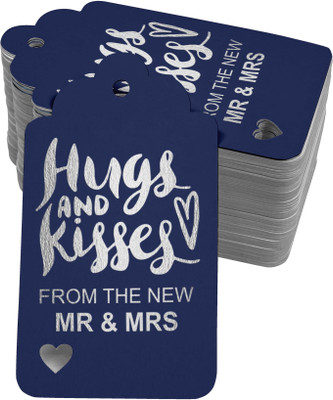 Inkdotpot Silver Foil Paper Hugs and Kisses from The New Wedding Favor Tags 100 Pieces No Paper Label(Blue)