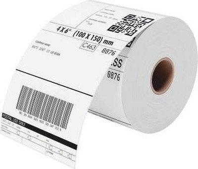 JeemDaal 4x6 Direct Thermal Barcode Shipping Label/Stickers Roll, Permanent Adhesive Thermal 4x6, 400 Labels | Strong Adhesive, Paper Label(White)
