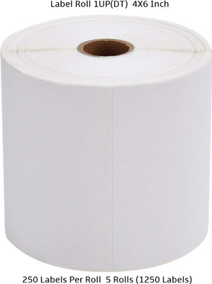 Semana DirectThermal BarcodeLabel 4x6Inch(100X150mm)1Up,250LabelperRoll(PackOf 5Rolls) Self Adhesive Paper Label(White)