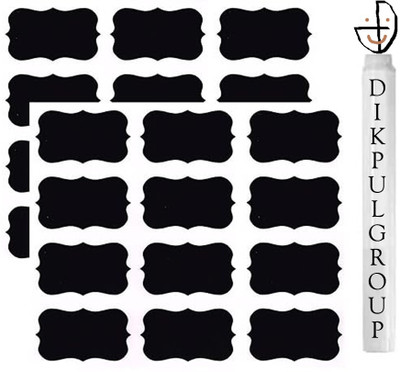 DIKPULGROUP 24pcs Waterproof Chalkboard Labels with Pen No water or heat required—just peel and stick. Paper Label(Black)
