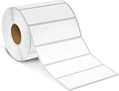 BlackDreams Paper Label Stickers Thermal Transfer(Chromo) Barcode Labels Stickers - 75x25 mm = 1000 Labels Roll Paper Label(Plain White)