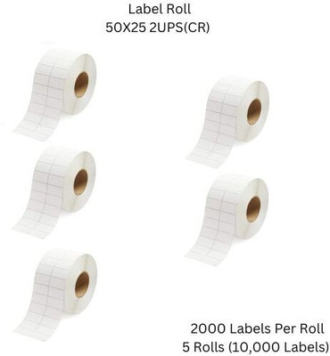 Semana ChromoBarcodeLabel 50x25mm(2x1Inch)2UPS,2000LabelsPerRoll(PackOf5Rolls) Self Adhesive Paper Label(White)