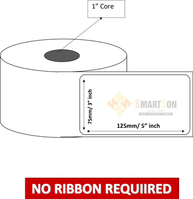 SMARTSON Direct Thermal Barcode label (125mm x 75mm) 3x5 inch (400 Label per Roll) Self-Adhesive Paper Label(White)