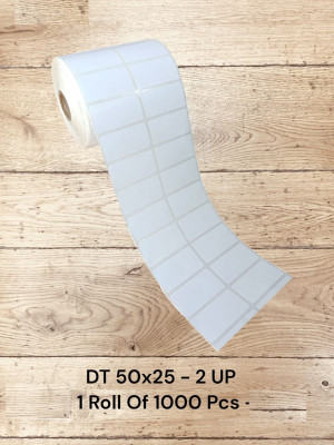 TSC Direct Thermal Labels 50x25 mm, 2UP, 1 Roll Of 1000 Pcs, Ink Life Upto 6 Months Self-adhesive Paper Label(White)