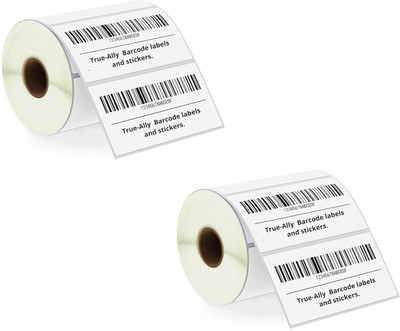 True-Ally Direct Thermal (DT) Barcode Label Sticker-100x50mm-1000 Labels Per Roll- 2 Rolls Self Adhesive Paper Label(White)