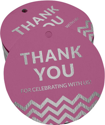 Inkdotpot Silver Foil Thank You for Celebrating with Us Bridal ShowerFavor Tags 100 Pcs No Paper Label(Pink)