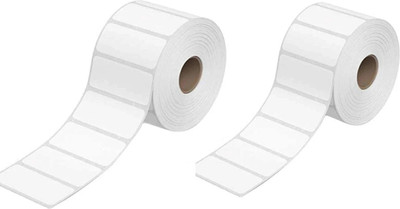BDOUBLEU 50x25mm Direct Thermal Barcode Label Sticker, 2x1 inches-400 Labels Per Roll Pack of 2, White Self Adhesive Sticker for Barcoding Paper Paper Label(White)