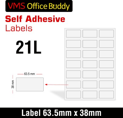 VMS Professional A4 Self Adhesive Paper Labels for Laser, Inkjet Printers - 200 Sheets (21 per Sheet) Self Adhesive Paper Label(White)