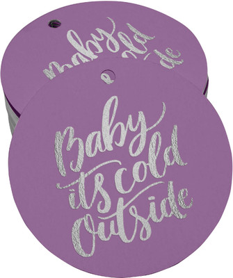Inkdotpot Baby It's Cold Outside Baby Shower Bottle Tag Silver Foil Favor Pack of 100 No Paper Label(Purple)