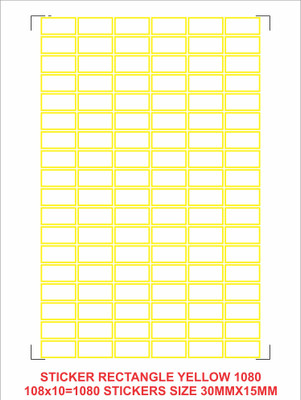 selfadhesive STICKER RECTANGLE YELLOW 1080 STICKERS (PACK OF 10 SHEETS) Self-Adhesive Paper Label(Multicolor)