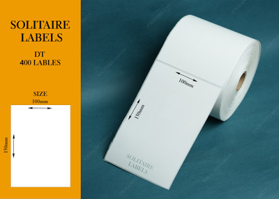 Solitaire Solitaire 100X150mm (4X6 Inch) Thermal Label(DT), 400pcs in 1, Pack of 6 Rolls. No Need of Ribbon,Strong Adhesive Paper Label(White)