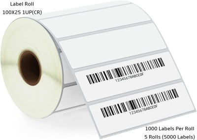 Semana ChromoBarcodeLabel 100x25mm(4x1Inch)1UP,1000LabelPerRoll(PackOf5Rolls) Self Adhesive Paper Label((Ribbon Required) White)