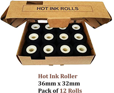 SMARTSON HOT Stamping INK ROLL(36X32) PACK OF 12 PIECES, BLACK ROLL DRY INK Roll Paper Label(Black)