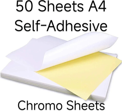 samfashion Premium Chromo Label A4 50 Sheets Printer Inkjet Inktank Laser Quick Dry 120 GSM Self Adhesive Premium Quality Label Sticker Paper Label(White)