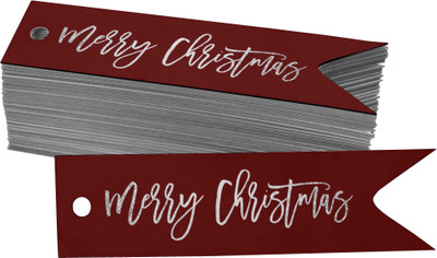 Inkdotpot Silver Foil Merry Christmas Tags Favor Hang Paper Tags 100 Pieces No Paper Label(Red)