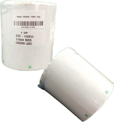 Solitaire 100×50 mm Chromo/Paper Label With VEG Logo Symbol Printed, 1 Roll Of 1000 Labels Full gumming, self adhesive Paper Label(White)